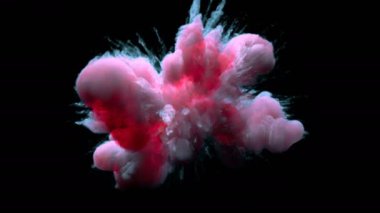 Pembe mavi renk Burst renkli duman tozu patlama sıvı mürekkep parçacıkları Alfa