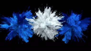 Mavi beyaz renk Burst çoklu renkli duman patlamaları sıvı parçacıklar Alfa