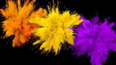 Turuncu sarı mor renk Burst çoklu renkli duman patlamaları sıvı Alfa