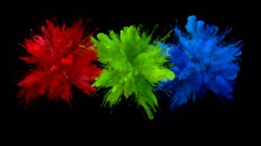 Kırmızı yeşil mavi renk Burst çoklu renkli duman patlamaları sıvı Alfa mat