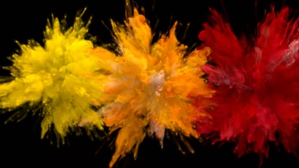 Jaune orange rouge éclat de couleur-plusieurs explosions de fumée colorées fluide alpha