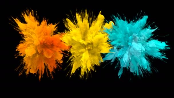 Orange jaune cyan couleur Burst-plusieurs explosions de fumée colorées fluide alpha