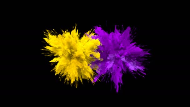 Jaune violet couleur éclat-plusieurs explosions de fumée colorées fluide alpha mat