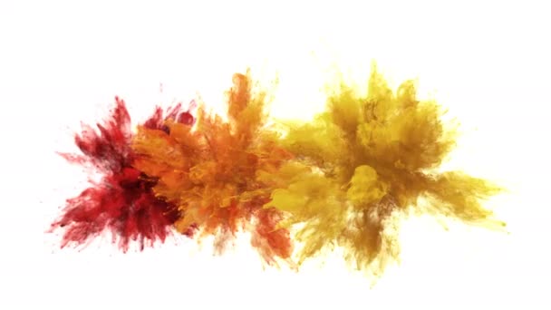 Red Orange Yellow Color Burst - Multiple colorful smoke explosions fluid alpha — Stock Video