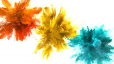 Turuncu sarı mavi renk Burst-çoklu renkli duman patlamaları sıvı Alfa