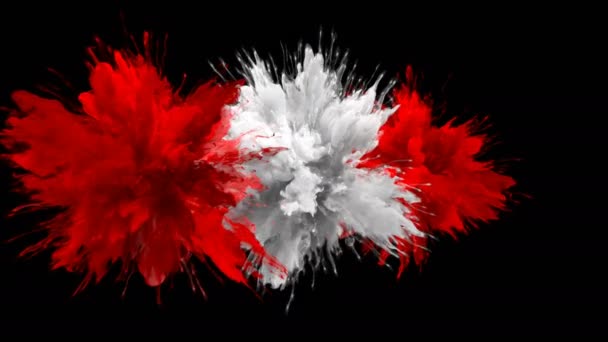 Explosão de cor - Várias explosões de fumaça coloridas partículas de fluido alfa fosco — Vídeo de Stock