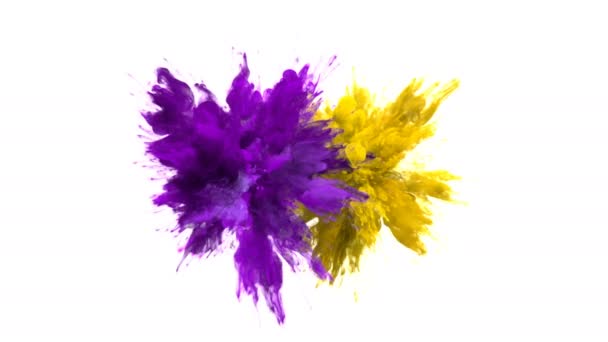 Kleur burst-meerdere kleurrijke rook explosies vloeistof deeltjes alpha mat — Stockvideo