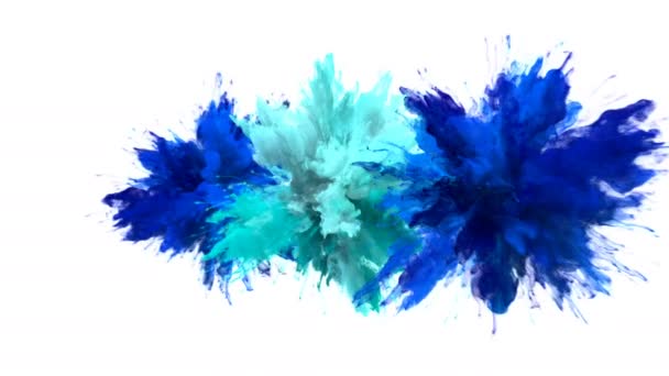 颜色爆裂-多个五颜六色的烟雾爆炸流体粒子α哑光 — 图库视频影像