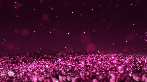 Ροζ λαμπερό γκλίτερ απρόσκοπτη βρόχο αφηρημένη υφή close up μακρο φόντο — Αρχείο Βίντεο