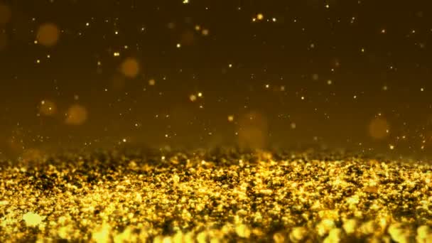Golden Shiny glitter sorunsuz döngü soyut doku makro arka plan kadar yakın — Stok video