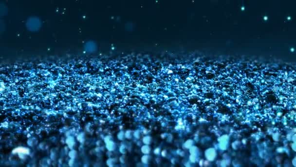 Blauwe glanzende glitter naadloze lus abstracte textuur close-up macro achtergrond — Stockvideo