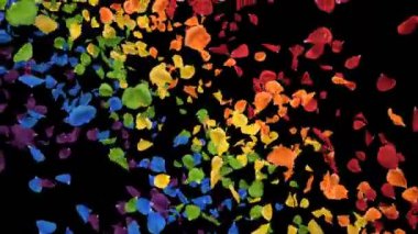 Uçan Romantik yanardöner renkli gökkuşağı Gül Çiçeği Yaprakları Alpha Loop