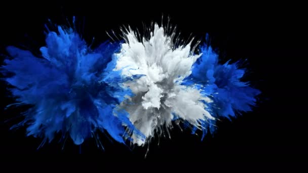 颜色爆裂-多个五颜六色的烟雾爆炸流体粒子α哑光 — 图库视频影像