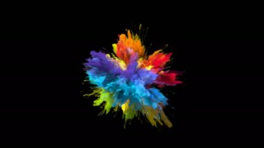 Renk patlaması yanardöner çok renkli gökkuşağı tozu patlaması sıvı mürekkep parçacıkları