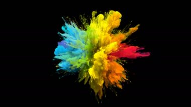 Renk patlaması yanardöner çok renkli gökkuşağı tozu patlaması sıvı mürekkep parçacıkları