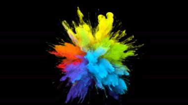 Renk patlaması yanardöner çok renkli gökkuşağı tozu patlaması sıvı mürekkep parçacıkları