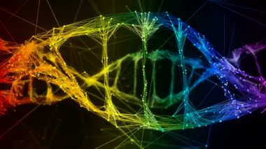 Yanardöner gökkuşağı Dijital Pleksus Dna molekül iplikçik renkli Döngü Arka Plan