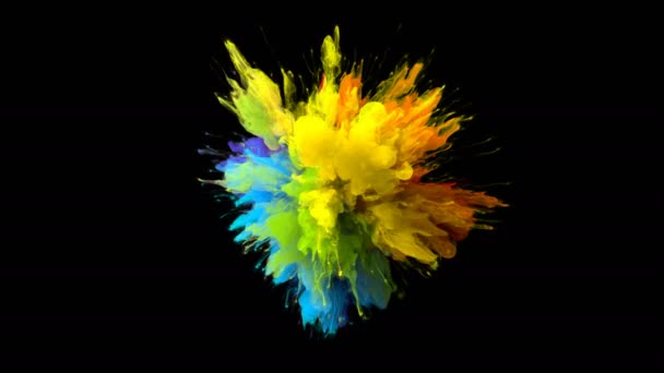 Farbe Burst irisierend bunte Regenbogenpuder Explosion flüssigen Farbpartikeln — Stockvideo