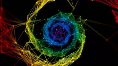 İzole Yanardöner gökkuşağı Dijital Pleksus Dna molekül iplikçik renkli Loop