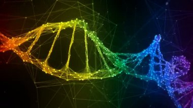 Yanardöner gökkuşağı Dijital Pleksus Dna molekül iplikçik renkli Döngü Arka Plan