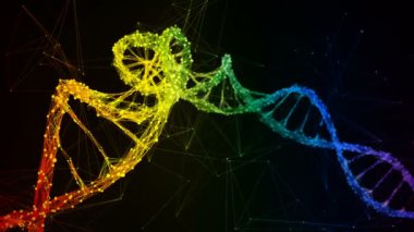 Yanardöner gökkuşağı Dijital Pleksus Dna molekül iplikçik renkli Döngü Arka Plan