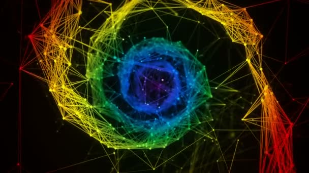 Tęczowy tęcza cyfrowy Plexus cząsteczka DNA nici kolorowy pętla tło — Wideo stockowe