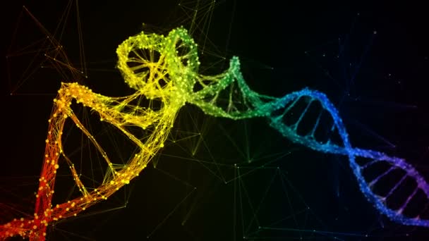 Arc-en-ciel irisé Plexus numérique molécule d'ADN brin coloré fond de boucle 