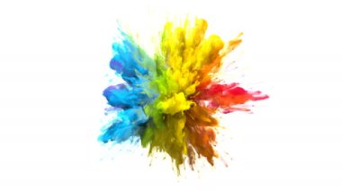 Renk patlaması yanardöner çok renkli gökkuşağı tozu patlaması sıvı mürekkep parçacıkları