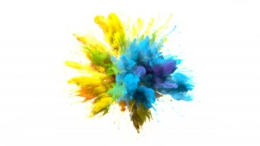 Renk patlaması yanardöner çok renkli gökkuşağı tozu patlaması sıvı mürekkep parçacıkları