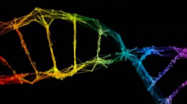 İzole Yanardöner gökkuşağı ikili Dijital Pleksus Dna molekül iplikçik renkli