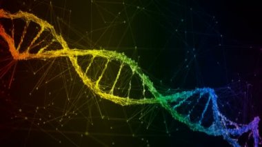 Yanardöner gökkuşağı ikili Dijital Dna molekül iplikçik renkli Döngü Arka Plan
