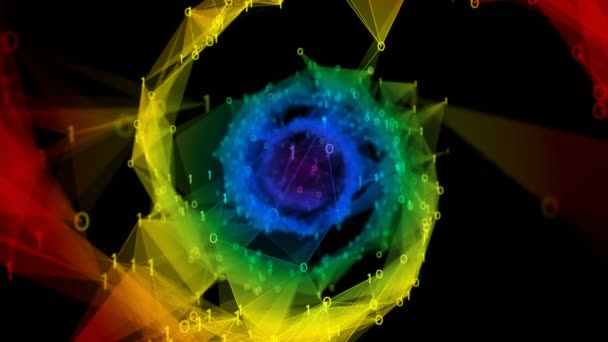 Aislado Iridescente arco iris binario Digital Plexo ADN molécula hebra colorido — Vídeos de Stock