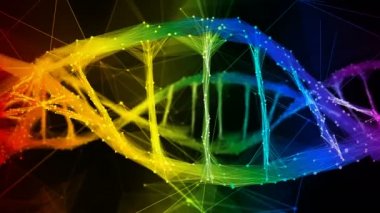 Yanardöner gökkuşağı Dijital poligon Dna molekül iplikçik renkli Döngü Arka Plan