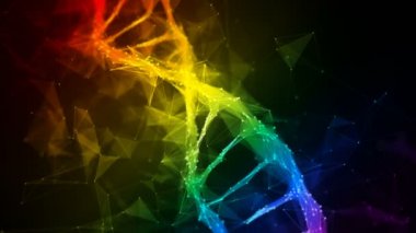 Yanardöner gökkuşağı Dijital poligon Dna molekül iplikçik renkli Döngü Arka Plan