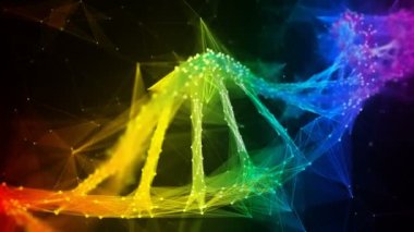Yanardöner gökkuşağı Dijital poligon Dna molekül iplikçik renkli Döngü Arka Plan