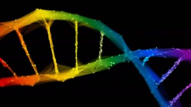 İzole Yanardöner gökkuşağı Dijital poligonal Dna molekül iplikçik renkli Loop