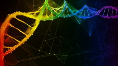 Yanardöner gökkuşağı Dijital poligon Dna molekül iplikçik renkli Döngü Arka Plan