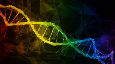 Yanardöner gökkuşağı Dijital poligon Dna molekül iplikçik renkli Döngü Arka Plan