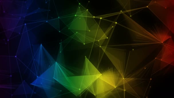 Abstract Background colorful iridescent rainbow polygon Digital Data Network — Stock Video