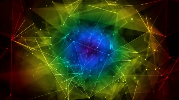 Fundo abstrato colorido iridescente arco-íris polígono Digital Data Network — Vídeo de Stock