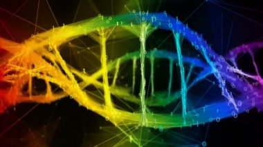 Yanardöner gökkuşağı ikili çokgen dijital DNA molekülü renkli döngü Arkaplanı