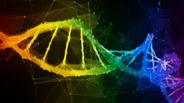Yanardöner gökkuşağı ikili çokgen dijital DNA molekülü renkli döngü Arkaplanı