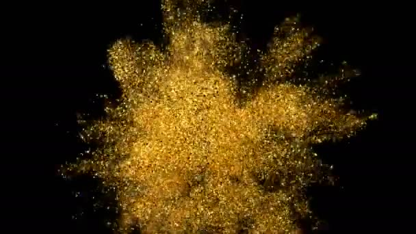 Glitter chispa partícula explosión fondo textura cámara lenta alfa canal — Vídeo de stock