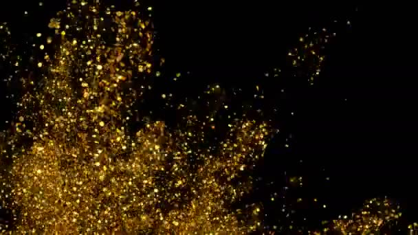 Glitter chispa partícula explosión fondo textura cámara lenta alfa canal — Vídeos de Stock