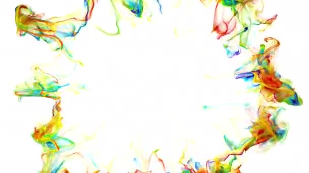 Explosão de onda de choque de partículas multicoloridas iridescente espaço de cópia alfa 4k 60 fps — Vídeo de Stock
