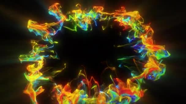 Explosion irisée d'onde de choc de particules multicolores espace de copie alpha 4k 60 ips 