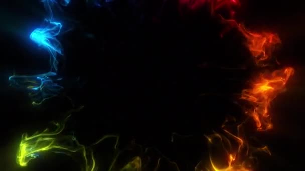 Měňavé vícebarevné částicové exploze alfa kopie prostor 4k 60 fps — Stock video