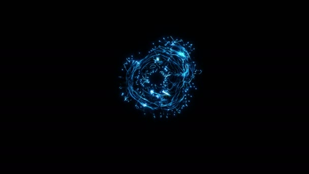 Tunnel numérique abstrait bleu entonnoir intelligence artificielle réseau neuronal — Video