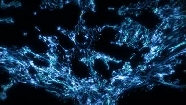 Tunnel numérique abstrait bleu entonnoir intelligence artificielle boucle réseau neuronal — Video
