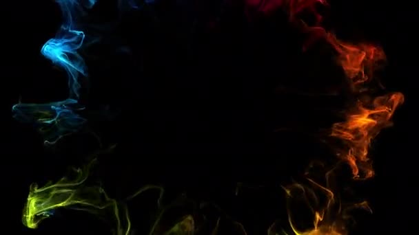 Espacio de copia alfa de explosión de onda de choque de partículas multicolor iridiscente 4k 60 fps — Vídeo de stock